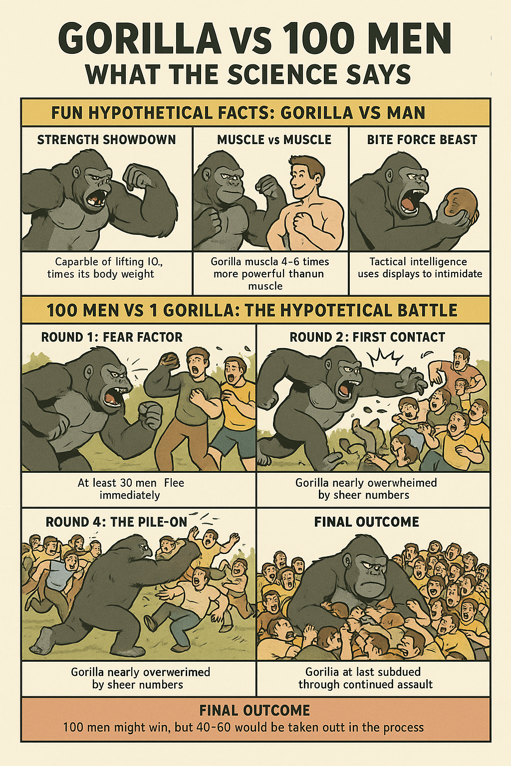 gorilla vs 100 men